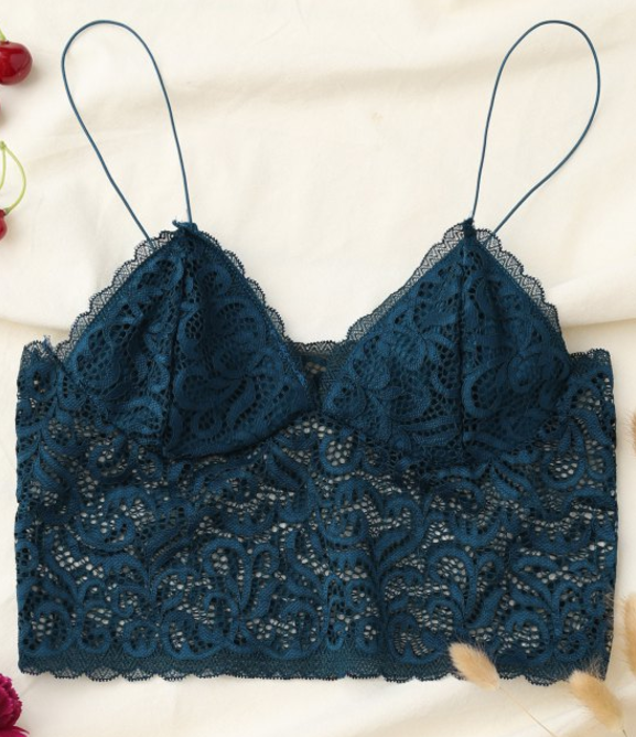 crop top dentelle bleu